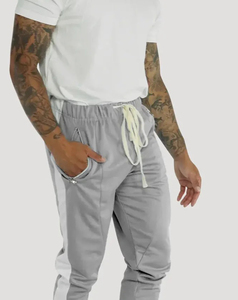 Pantalon de survêtement gris pour homme taille XL, taille élastique, cordon de serrage, poches latérales, joggers décontractés, tricoté mi-lourd, respirant, pour l'automne - Product Image 4