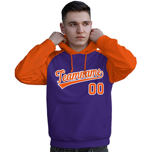 Sudadera con Capucha Raglán Morada y Naranja para Hombre, Personalizada con Nombre y Número, Impresión por Sublimación, Bolsillo Delantero, Estilo Casual, Corte Regular, para Otoño - Product Image 2