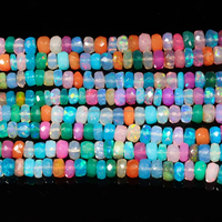 Perles Rondelles Facettées en Opale Éthiopienne Disco de Haute Qualité pour la Fabrication de Bijoux, 16 pouces, Opale de Feu Welo Multicolore 4-5mm, Perles en Gros