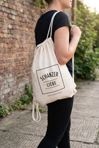 Custom Logo Screen Printed Cotton Canvas Drawstring <b>Backpack</b> | Promotional Eco-Friendly Cinch Bag for Events & Merchandise - Product Image 5