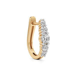 Luxury 18K <b>Solid</b> Gold <b>Hoop</b> <b>Earrings</b> With Round Brilliant Cut Diamond Women's Everyday Wear Jewelry - Product Image 2