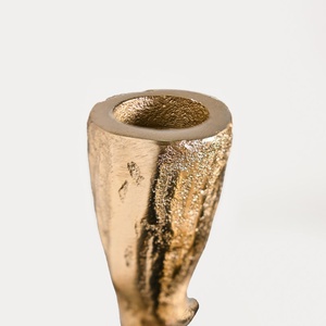 Elegant Gold Wavy Taper Candle Stand With Textured Finish <b>Set</b> Of 2 Sophisticated Pillars For Luxury Dining And Home Decoration - Product Image 5