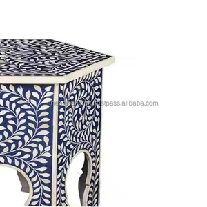 Taburete elegante hecho a mano con incrustaciones de hueso para rincones de lectura acogedores o espacios de sala de estar disponibles para la venta por Artisan Craft - Product Image 2