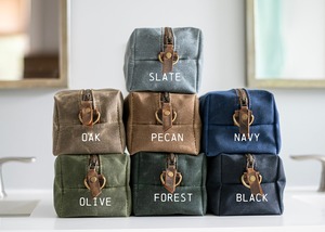 Premium <b>Mens</b> Canvas Leather Toiletry Bag Custom Logo Vintage Travel Dopp Kit Waterproof Shaving Cosmetic <b>Pouch</b> LCTB-0004E - Product Image 6