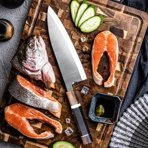 Cuchillo de Chef Japonés de Acero Inoxidable con Acabado Mate-Pulido, Mango de Madera, Cuchillos de Cocina para Filetear, Cuchillo para Sashimi - Product Image 4