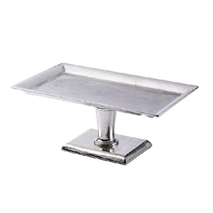 Magnifique support à gâteau en aluminium avec une base élégante, une plaque rectangulaire argentée élégante ajoute une touche de style moderne à votre décoration. - Product Image 1