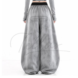 New Design Women's Double Waisted Sweatpants Oversized Heavy <b>Weight</b> Cotton Jogger Pants Breathable Baggy Plain <b>Blank</b> Trousers - Product Image 3