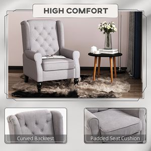 Poltrona Club in Tessuto Grigio Trapuntato con Funzione Girevole, Cuscino Rimovibile e Gambe in Legno per Uso Relax, Design Moderno per Tappeti - Product Image 5