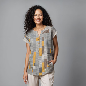 JE2063 Haut imprimé géométrique solide pour femmes Débardeurs à la mode et hauts corset pour femmes - Product Image 1