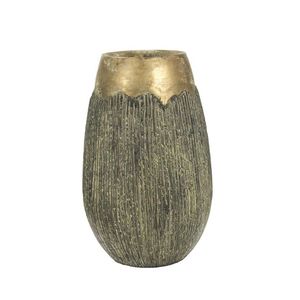 Handmade Antique Gold Textured Aluminium Matt Glazed Tapered Oval Metal <b>Decorative</b> <b>Vase</b> Modern Flower Arrangement Luxury <b>Vase</b> - Product Image 3