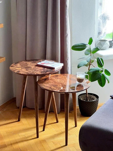 โต๊ะกาแฟไม้ทรงกลมสไตล์มิดเซ็นจูรี่โมเดิร์นสำหรับห้องนั่งเล่น - Product Image 4