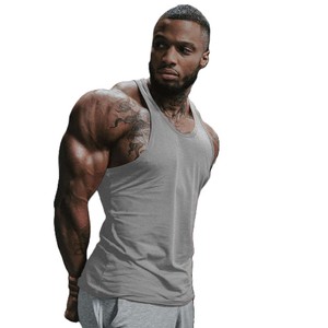 Custom LOGO Cotton Spandex Men's Gym Tank <b>Top</b> Blank Solid Silk Screen Printing Knitted Breathable Quick Dry Athletics Fit Design - Product Image 4