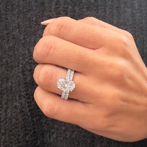 3 Carat Oval Cut Engagement <b>Ring</b> <b>Set</b> with Matching Band _ Lab Grown Diamond <b>Ring</b> _ 14K White <b>Gold</b> _ IGI Certified - Product Image 3