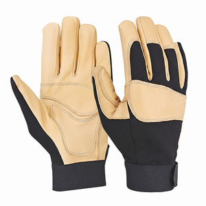 Guantes de Mecánico Reforzados de Cuero de Cabra, Resistentes al Calor, a la Abrasión y Ajustables para Trabajo Industrial Pesado - Product Image 3