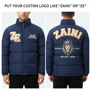 Premium Polyester Waterproof Windproof Hooded Camouflage <b>Pattern</b> Puffer <b>Jacket</b> 300GSM <b>Quilted</b> Winter Coat Navy Custom Embroidery - Product Image 1