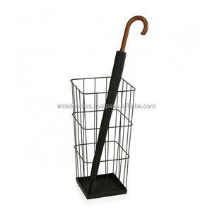 Porte-parapluie fini doré Fil de fer métallique Porte-parapluie fini noir Maison et bureau d'occasion - Product Image 1