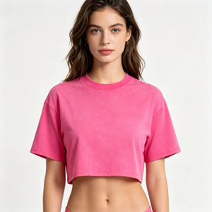 Camiseta Corta de Moda para Mujer, Prenda de Algodón, Producción al por Mayor, Fábrica - Product Image 1