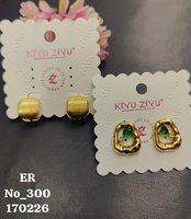 Anting Tusuk Trendy Lapis Emas Bahan Stainless Steel untuk Wanita, Desain Geometris Bertabur Berlian Amerika untuk Pernikahan