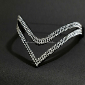 Personnalisé 4 rangées de cristaux clairs méga chaîne bling décorative Double forme de vague Noir Premium cuir cheval front band - Product Image 3