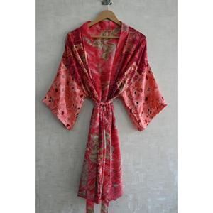 Robe Kimono Bohème en Soie Patchwork Grande Taille Respirante pour Femme, Longueur Cheville, Vêtement de Nuit Léger et Luxueux pour la Maison - Product Image 2