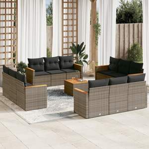 Ensemble de canapés de jardin en rotin gris foncé avec sièges rembourrés, mobilier d'extérieur au design contemporain, résistant aux UV, rotin PE haute densité - Product Image 1