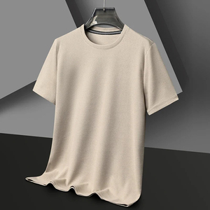 เสื้อยืดคอกลมแขนสั้นผ้าวาฟเฟิลสำหรับผู้ชายรุ่นใหม่ใส่สบายระบายอากาศได้ดี เหมาะสำหรับใส่ลำลอง - Product Image 4