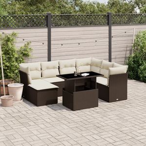 Conjunto de Sofás de Jardín en Color Crema, Blanco y Marrón - Product Image 1