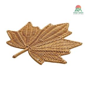 Tapis en fibres végétales tissées Nhat Minh, design rustique, pièce unique, forme irrégulière, thème feuillage pour salle à manger - Product Image 2