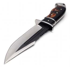 Couteau de camping extérieur en acier Damas, fait main sur mesure, OEM, par Iron Crown Forge, longueur totale 10,5 pouces, lame bicolore satinée noire - Product Image 2