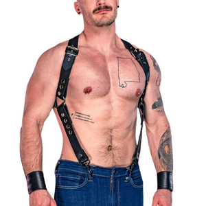 Arnés de Tirantes para Hombre de Piel de Oveja con Estampado por Transferencia Térmica, Ajuste Ajustable, Herrajes de Hebilla de Acero Premium, Estilo Clásico para Club - Product Image 5