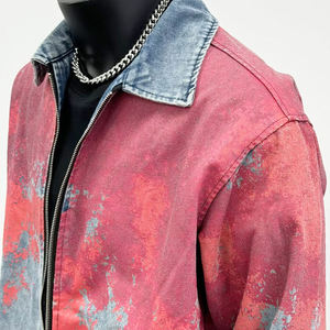 Vestes en jean de haute qualité en coton denim, coupe épaules tombantes, avec coutures, pour hommes, style streetwear, col rabattu, fermeture éclair - Product Image 5