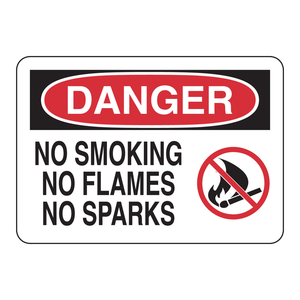 Panneau pliable triangulaire Brady Danger - Interdiction de fumer, interdiction de feux, interdiction d'étincelles - Pour zones à risque d'incendie - Product Image 1