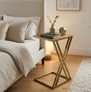 Metal Drake Elegant Metal <b>Top</b> Coffee Table with Gold Steel <b>Cross</b> Frame Base Modern Design for Living Room Bedroom Office - Product Image 4