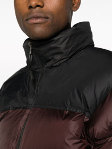 <b>Top</b> Trendy <b>Men's</b> Burgundy Color Blocking Puffer Jacket Stand Collar Zipper Closure Windproof Casual Winter Jacket Regular Length - Product Image 6