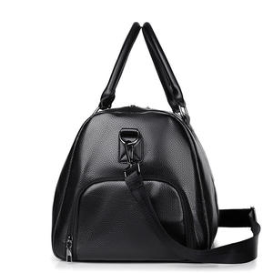 Sac de voyage en cuir PU grande capacité avec fermeture éclair pour homme noir - Product Image 4