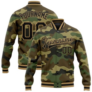 Custom <b>Camo</b> Black Old Gold Varsity <b>Jacket</b> Full-Snap Letterman Bomber Salute To Service <b>Jacket</b> Wholesale Team Wear - Product Image 1