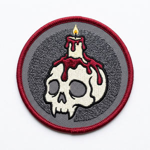 Parche Termoadhesivo Redondo Bordado Personalizado de Bate y Daga, Insignia Gótica de Espada de Vampiro para Chaquetas y Jeans, Proveedor Mayorista - Product Image 4