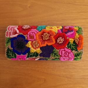 Bolso de Mano con Cuentas y Flores, Estilo Bohemio para Mujer, Bolsa de Cosméticos Portátil con Cierre Magnético, Bordado a Mano, Clásico y Moderno para Todas las Temporadas - Product Image 1