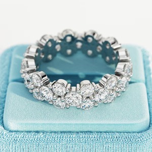 Bague de fiançailles et de mariage pour femme en or 18 carats avec diamant de laboratoire rond brillant de 3 carats, tendance - Product Image 5