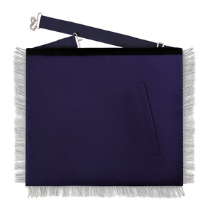 Masonic Master Mason Apron Hand Made High Quality Embroidered Blue Velvet with <b>Silver</b> Fringe - Product Image 4