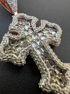 Designer Inspired Gold <b>Cross</b> Charm Pendant with Moissanite Stones Unisex Fashion Jewelry for <b>Men</b> and Women - Product Image 3