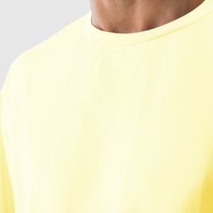 Camiseta de Verano de Lujo para Hombre, Talla Grande, Color Amarillo Sólido, Manga Corta, Algodón, Cuello Redondo, Estilo Casual, Ajuste Deportivo, Talla Grande - Product Image 4