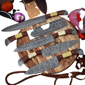 Handmade Carbon Steel Chef <b>Knife</b> <b>Set</b> 5-Piece Razor <b>Sharp</b> Sustainable Multifunction Customizable Wholesale Wood Craft - Product Image 3