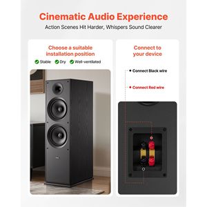 Altavoz de Torre de 2 Vías y 600W de Potencia Máxima, con Tweeter de 1 Pulgada y Dos Woofers de 8 Pulgadas, para Sistemas de Cine en Casa, con Rango de Frecuencia Amplio - Product Image 6