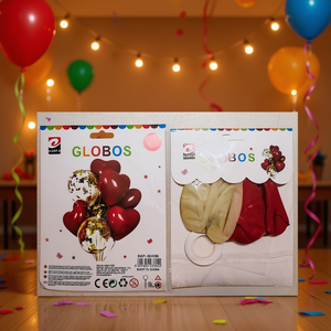 GLOBOS Juego de Globos Combinados Rojo Granate para Decoración de Fiestas - Product Image 3