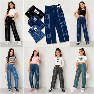Pantalones Vaqueros Anchos para Niños y Niñas con Estampado de Estrellas, Venta al Por Mayor, Hechos en Bangladesh, Proveedor de Ropa Infantil Casual Lavada - Product Image 3