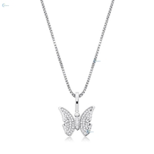 Collier élégant avec pendentif papillon, micro-pavé de diamants de laboratoire, pendentif personnalisé, cadeau de Noël - Product Image 6