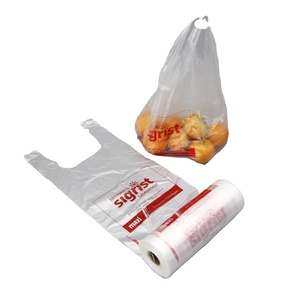 Sacs en plastique personnalisés pour supermarchés, sacs de courses en plastique de qualité, sacs de courses en forme de T-shirt avec logo PET - Product Image 4