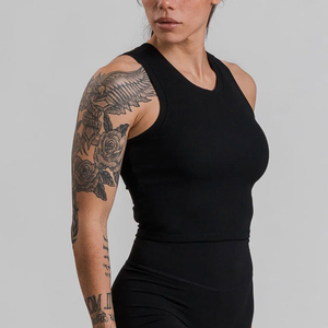High Quality Rib Lace Stretchable Jersey Fabric Sleeveless Slim Fit Summer Casual Wear Lightweight Breathable 100% Cotton - Product Image 2