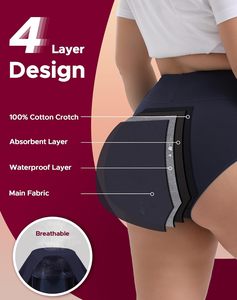 Ropa Interior Menstrual Reutilizable para Mujer, de Cintura Alta, Resistente a Fugas, de Algodón Suave, Transpirable, Ecológica, que Absorbe la Humedad - Product Image 4